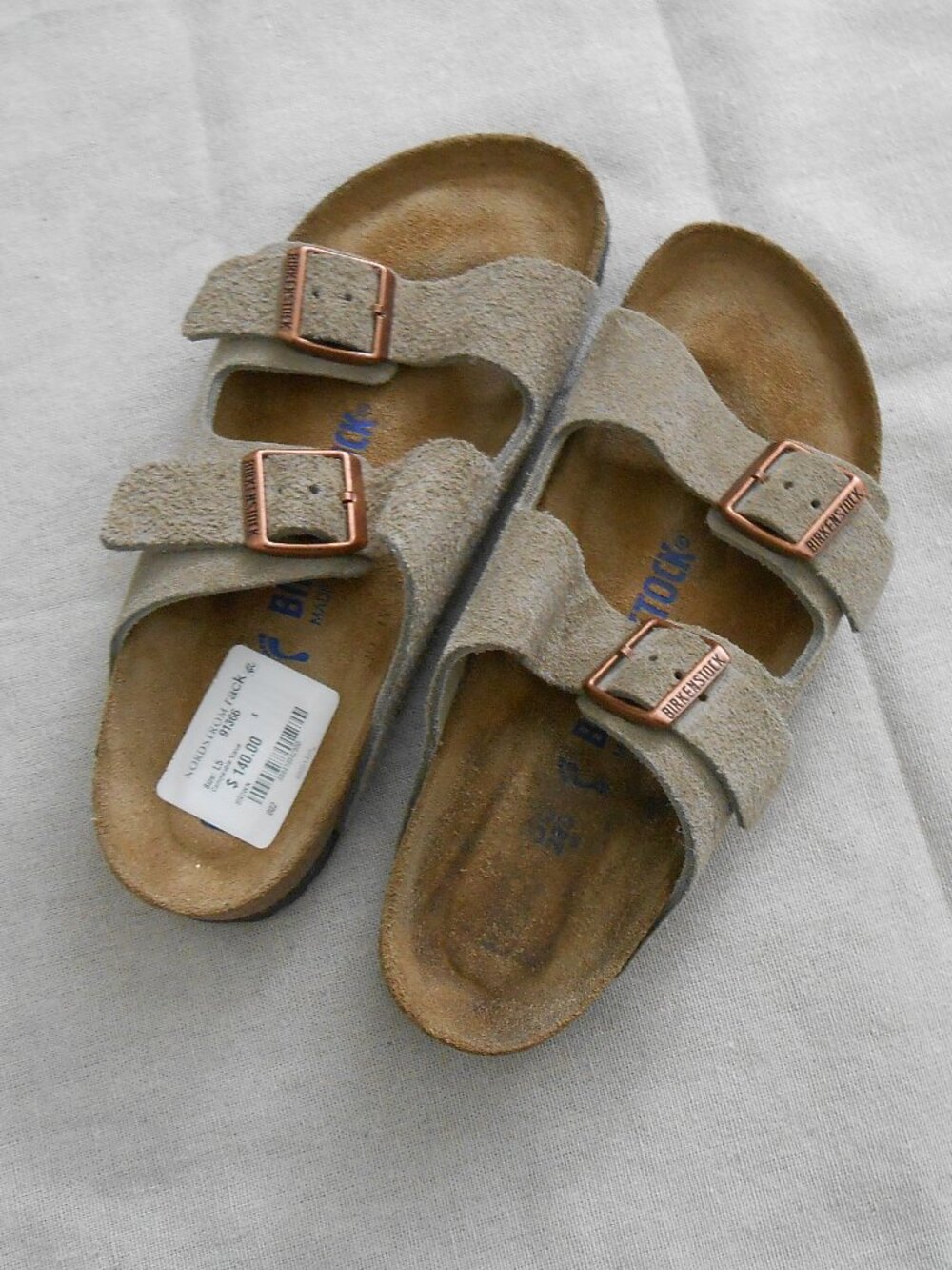 Birkenstock Arizona Taupe Soft Footbed Suede Leather Sandals EU 36= US 35.5